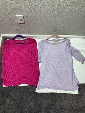 Pair of Lightweight Long Sleeve Tops in Magenta and Lavender